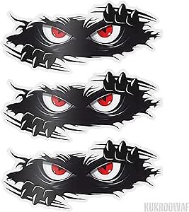 Car Decal - Peeking Monster Angry Eyes Car Decals,Funny Monster Stickers for Cars, Trucks, Dents & Sports Cars, Large Black Vinyl Bumper Stickers and Decals (10x4 inches) 3PCS (Style 1)
