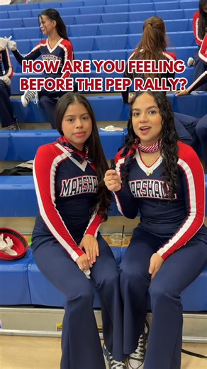 Pep Rally starts in less than 15 minutes and MDT is getting ready to bring the heat 🔥 hear from some of our dancers on how they’re feeling today… LET’S GO EAGLES!! #mdt #mdtpeprally #mdtmicdup #thurgoodmarshall #danceteammoments | Marshall Dance Team