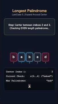 LeetCode 5: Longest Palindromic Substring | Visualized Step-by-Step 🧠✨