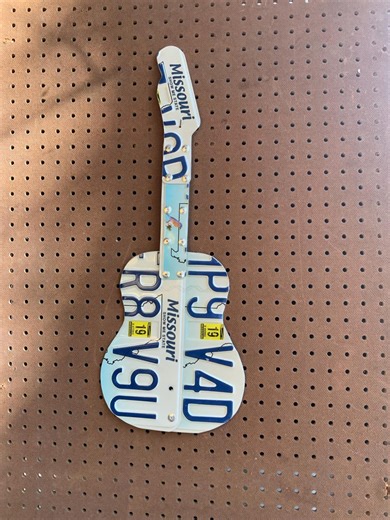 License Plate Guitar Wall Art- Handmade Metal Music Decor, Missouri Plates - Etsy