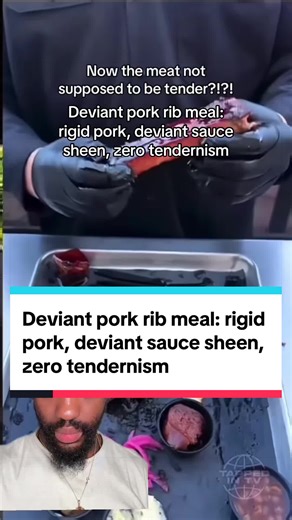 Deviant pork rib meal: rigid pork, deviant sauce sheen, zero tendernism #marco #foodtiktok #foodreview #tendernism #destinationsmokehouse