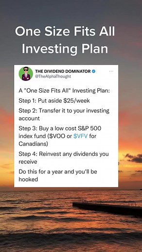 Here’s an investing plan that would work for the majority of retail investors. It’s easy, hands off and requires very minimal work. Once you get the hang of how the market works and get into a habit of contributing regularly, then you can branch off and try other strategies. Starting off with a simple strategy like this is never a bad idea to get your feet wet. #etf #indexfunds #Money #Wealth #ThinkAndGrowRich #FinancialIndependence #WealthBuilding #WealthyMindSet #MoneyTips #RichDadPoorDad #Wea
