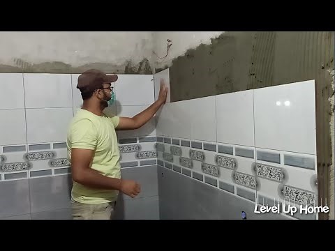 Bathroom Tiles installation | Construction Tiles Works | Bathroom floor & wall tiles Working |