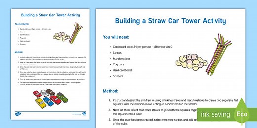 Building a Straw Car Tower Activity