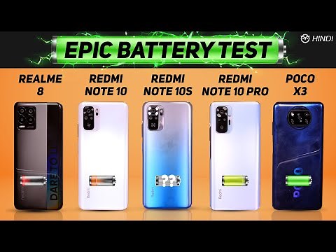 Redmi Note 10S vs Note 10 Pro, Realme 8, Poco X3 Battery Drain Test | Charging | Gaming Test