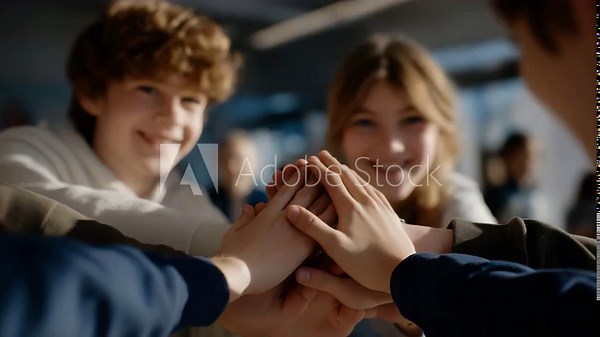 A multicultural classroom where students from various backgrounds work together on a science project, hands reaching across the table — diversity in education, teamwork, and global-minded learning.