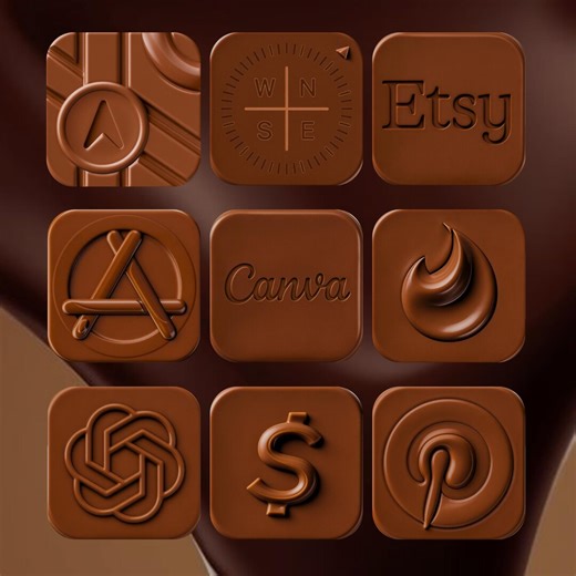 App Icon Pack – Chocolate Embossed Monochrome Icons for Ios & Android to Customize Home Screen - Etsy