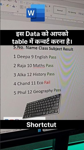 Convert Text to table in ms word