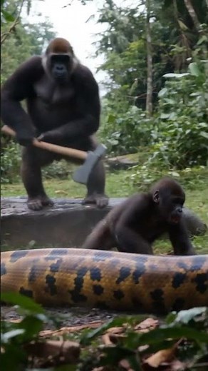 gorillas using tools to survive from dangers