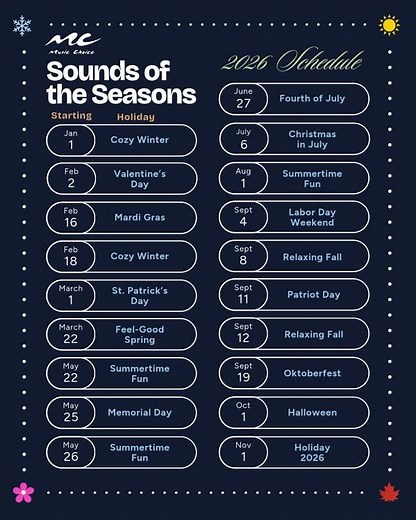 Sounds of the Seasons Schedule 2026