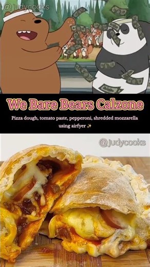 *WE BARE BEARS* Calzone in Real Life #cartoonfood #shorts