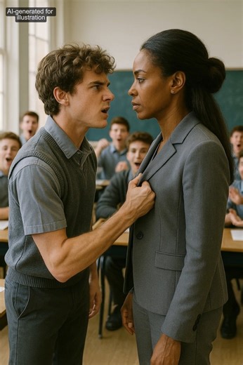 “Sit down, boys. This is a classroom, not a playground,” said Ms. Layla Robinson, her calm voice carrying quiet authority. It was the last period at Westbrook High, the air thick with teenage restlessness. Ms. Robinson, 38, had only been teaching there a few months. Fair but firm, she earned respect from many — and resentment from a few who didn’t like being told “no.” In the back row sat Derek Miller, the principal’s nightmare and son of a wealthy contractor, alongside his friends Cole and Ryan