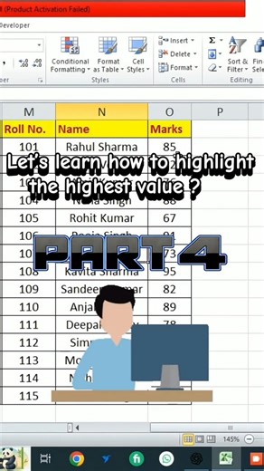 Top 10 Values Highlight in Excel 📊 (Easy Trick) #computer #dailytasks #spreadsheets