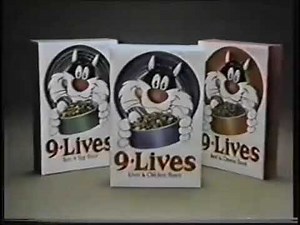 Sylvester the Cat. 9 Lives Cat Food. Commercial 1980