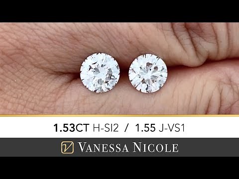 1.50 Carat Round Cut Diamond | H VS J Diamond Color Grade & Size Comparison