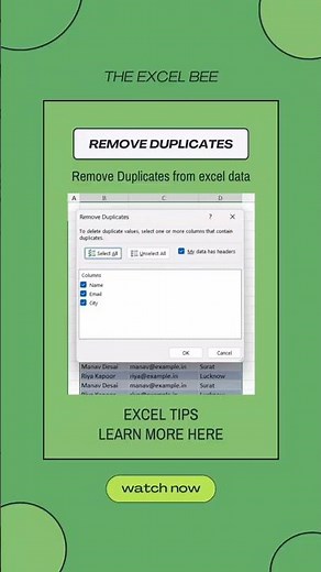 Remove duplicates in Excel #exceltricks