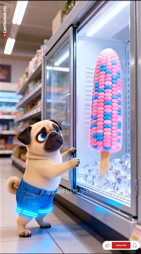 This Puppy has a sweet plan!🤫He buys ONE GIANT popsicle and shares it with EVERYONE #ai #dog #shorts