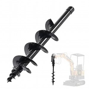 Mini Excavator Auger Drill Rod, 8''/200mm Mini Excavator Attahments, No Disassembly Required Hydraulic Driven Auger Bit for Drilling and Digging Holes with 0.8-2 Tons Mini Digger Machine