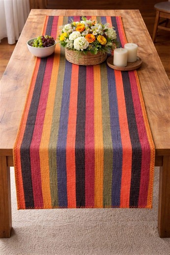Multicolor Striped Quilted Table Runner, Custom Table Runner, Cotton Table Runner, Coffee Table Runner - Etsy