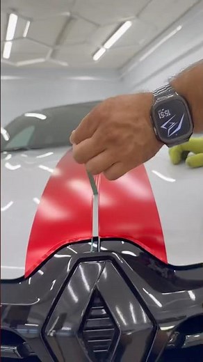 Custom Red Vinyl Stripes on Arcana Hood