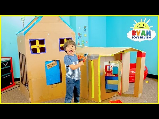Giant Box Fort Challenge with Ryan and Gus! - Videos For Kids