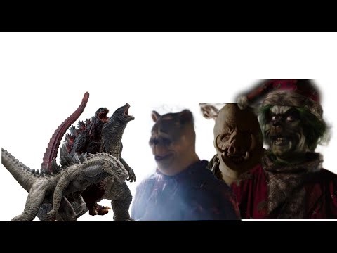 Godzilla, Shin Godzilla and Zilla vs Evil Pooh, Evil Grinch and Evil Piglet