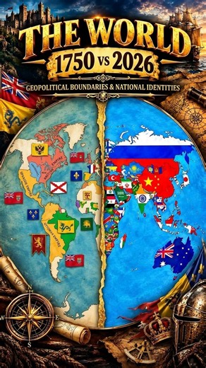 1750 vs 2026 🌍 | Then vs Now | Empires, Countries & Borders #worldmap #worldhistory #geography