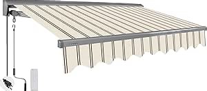 ADVANING 16'X10' Motorized Patio Retractable Awning | Classic Series | Premium Quality, 100% Acrylic UV Sun Shade Awning, Color: Natural Beige Stripes, EA1610-A332H