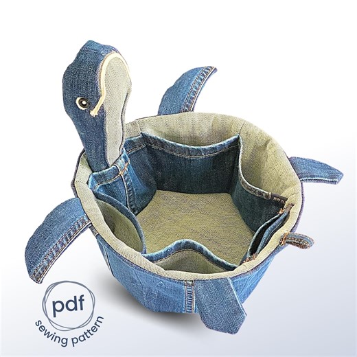 Sew a Fabric Basket, Turtle Sewing Pattern Printable Pdf, Unique Sewing Project, Upcycle Jeans - Etsy