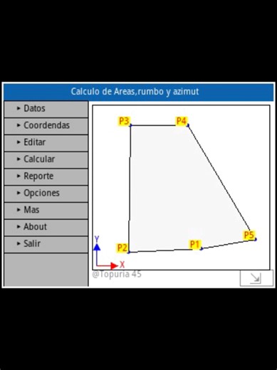 Topografía: Programa para Cálculo de Áreas y Azimuts