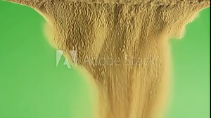 A slowmotion capture of sand slowly trickling down revealing intricate layers and textures. Green screen chromakey