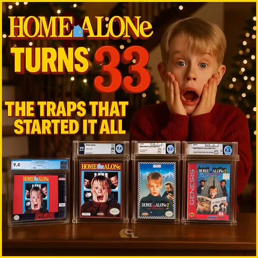 Home Alone turns 33! From tarantulas to paint cans, these were the traps that started it all. Released this week in 1990, Kevin McCallister made mischief a holiday tradition — and yes, the games kept the chaos going across NES, Game Boy, and Genesis. Which version do you remember playing? #CollectibleLane #BehindTheLane #HomeAlone #RetroGaming #NES #Genesis #SNES #VideoGameCollecting #ChristmasMovies #KevinMcCallister #90sNostalgia #GradedGames #WataGames #MovieGames #classicgaming | Collectible
