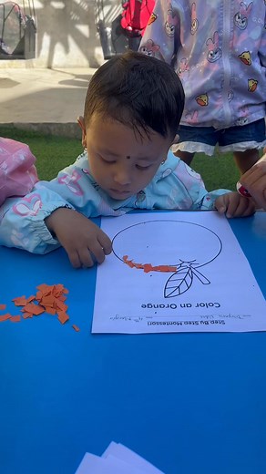 Paper pasting activity (playgroup) | Step by Step Montessori School