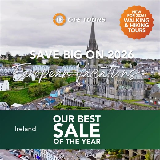 19 reactions · 21 shares | Our Best Sale of the Year! Save up to $1,000 per couple on all 2026 Guided Tours and Custom Private Driver trips. Discover exciting new ways to explore Europe in 2026.  All destinations. All tours. No blackout dates.✨ ⏳ Hurry, sale ends July 31—book now to lock in your savings!  | CIE Tours | Facebook