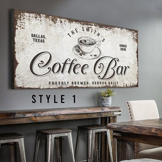 Coffee Bar Sign Freshly Brewed Coffee Beans Artwork Large Wall Art Coffee Station Sign Personalized Housewarming Gift for Coffee Lovers - Etsy