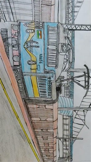 WAG-7 Electric Locomotive with Goods Train Drawing created by VANSH KUMAR