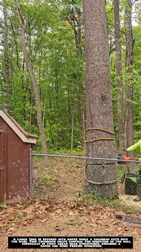 Controlling Tree Fall with Ropes and Precision Cutting 🌲🪚