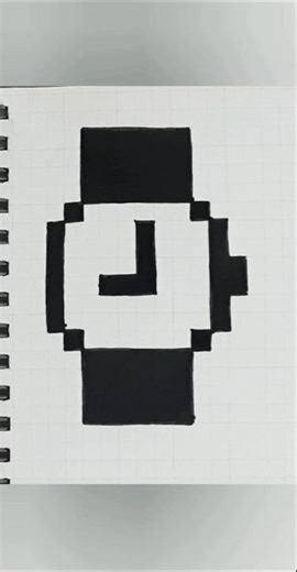 Easy Wrist Watch ⌚ Pixel Art on Graph Paper | Mini Timepiece Drawing #Shorts