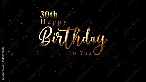 Happy 30th Birthday Animation with Colorful Fireworks. Animated Birthday Wishes. Perfect for greeting cards and celebrations. Happy Birthday Videos 4k
