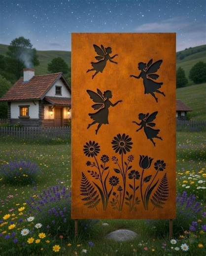 Enchanted Fairy Garden Panel Metal Outdoor Art, Fantasy Yard Decor - Etsy