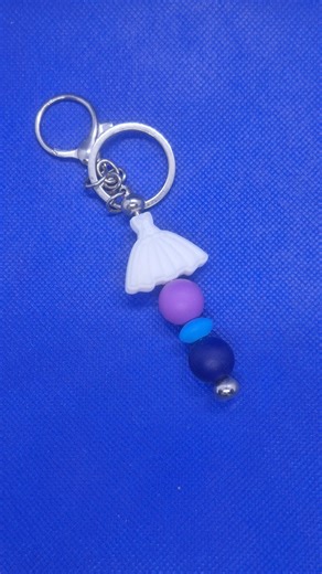 White Wedding Dress Keychain with Colorful Beads