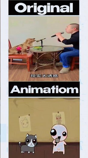 chinese man and dog singing original Vs Animation #meme #shortvideo #viralvideo