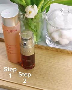 How to layer your Clarins skincare products: 1. Treatment Essence 2. Serum 3. Moisturiser 4. UV Plus Start with the lightest texture first and always SPF last. #Clarins #Skincare #Layering #UVPlus | McSharrys Pharmacy