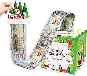 Christmas Money Box for Cash Gift Pull, Surprise Box Explosion Gift for Girls Boys Kids, Cute Christmas Decorations Surprise Box Gifts, Funny Cash Gift Pull Surprise Money Box (50PCS Bags) (Green)