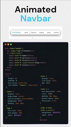 CSS Navbar Hover Effect Animation 🔥#css #coding