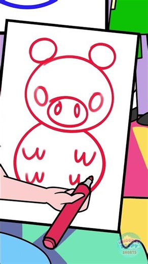 Can You Turn Shapes Into a Pig? 🐷 Easy Drawing Trick for Kids #kidsart #learning