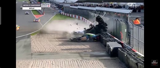 British GT 2023 Donington Race Duggan Townsend Dumann Huge Crash