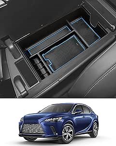 2023 2024 RX350 Center Console Organizer for Lexus RX (RX 350/RX 350h/RX 450h+/RX 500h), Durable ABS Plastic &Anti-Slip Rubber 2024 RX350 Console Tray Insert 2024 Lexus RX Accessories (Blue)