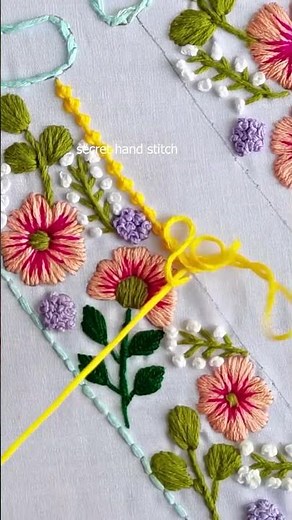 very easy palestrina stitch tutorial easy embroidery border #embroiderydesigns #sewing #shorts