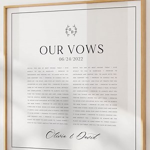 Personalized Wedding Vows Art Print, Custom Her His Vows, Modern Calligraphy Vows Art, Wedding Anniversary Gift, Framed Vows Canvas | TE04 - Etsy
